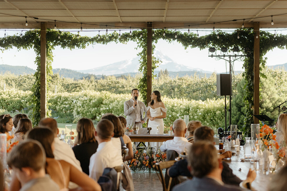 The Orchard Hood River Wedding reception toasts