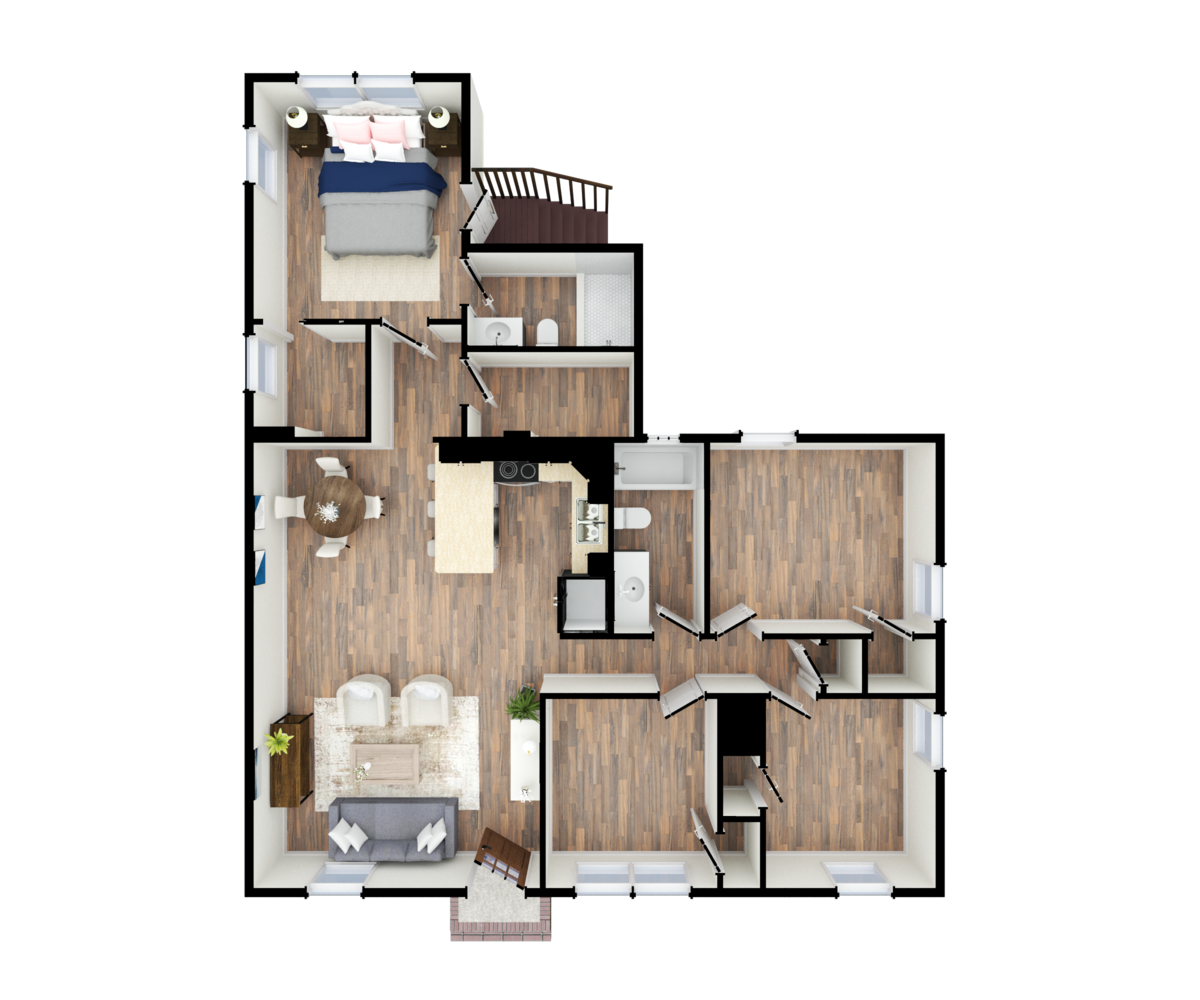 Realistic 3D floorplant- furniture FL1