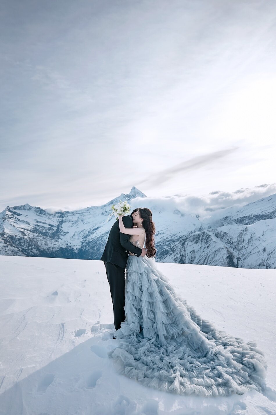 Helicopter wedding photoshoot, Dragonfly Peak, Wanaka.