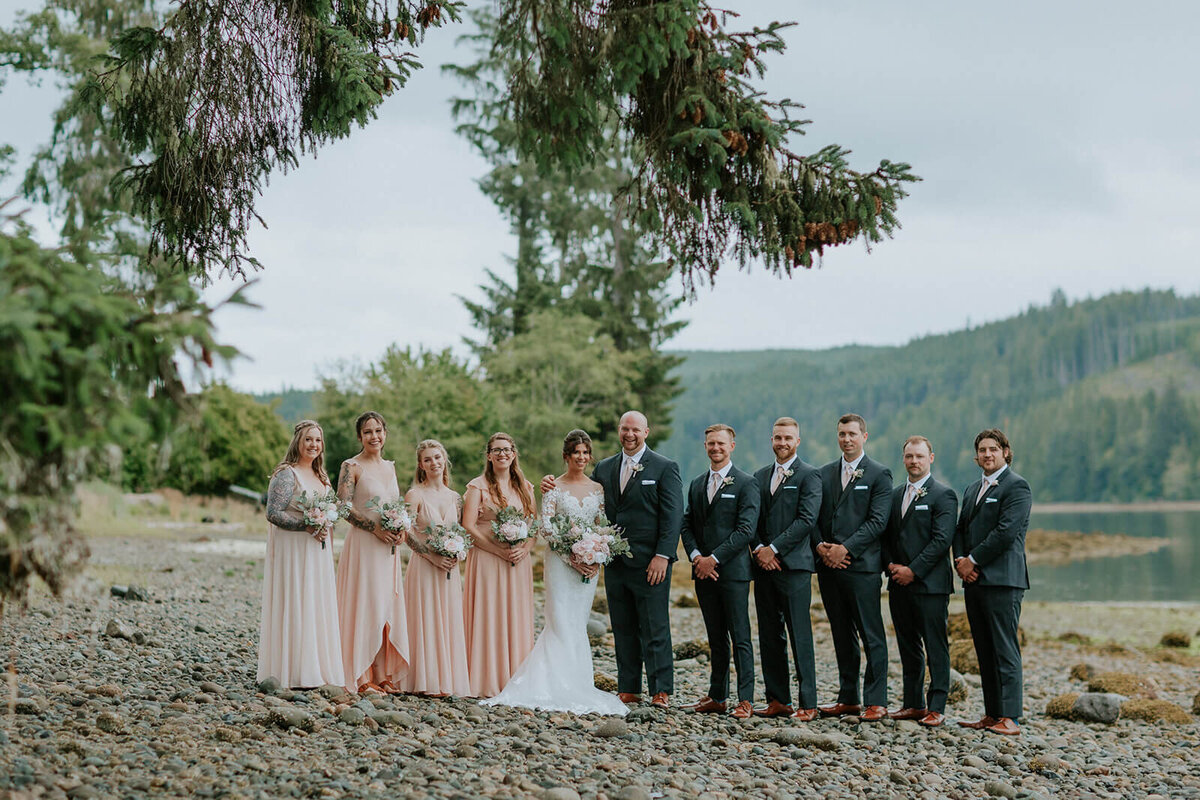 Wedding party by the water