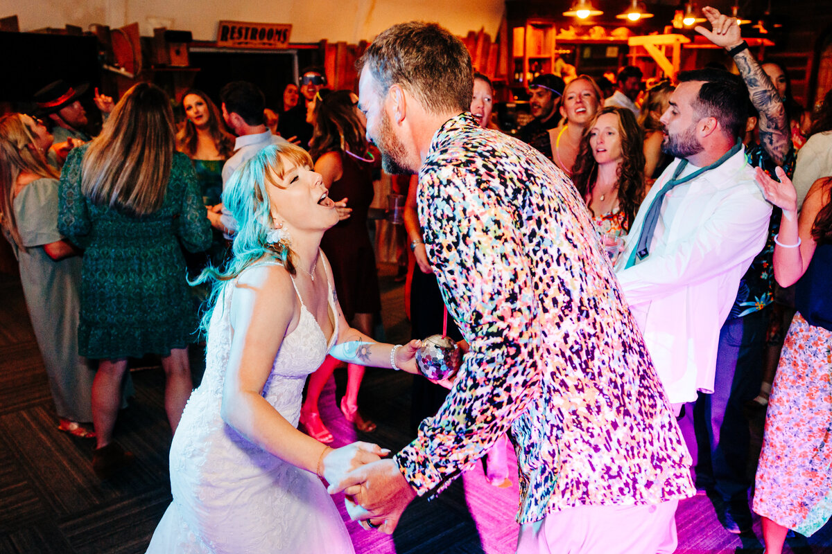 Bride and groom dancing at Headwaters Grille in Big Sky, MT