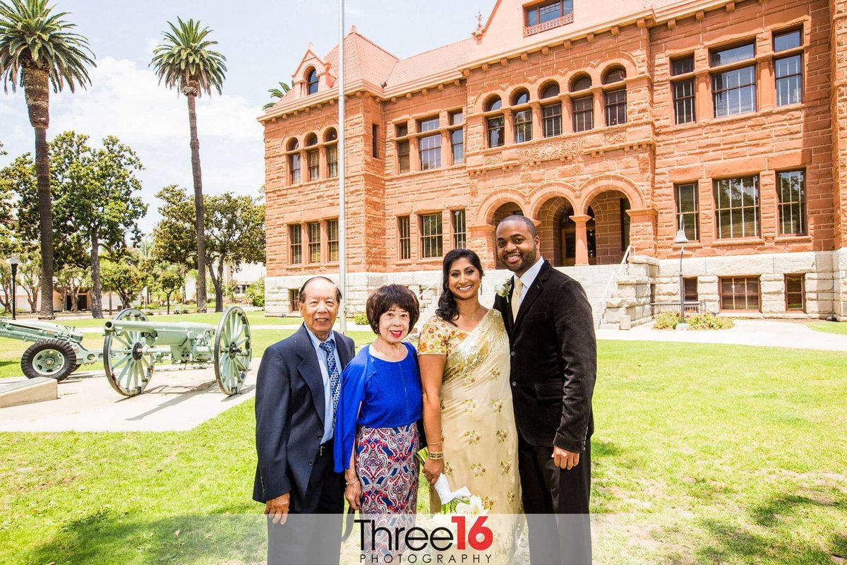 Posing for photos in front of the Old Orange County Courthouse