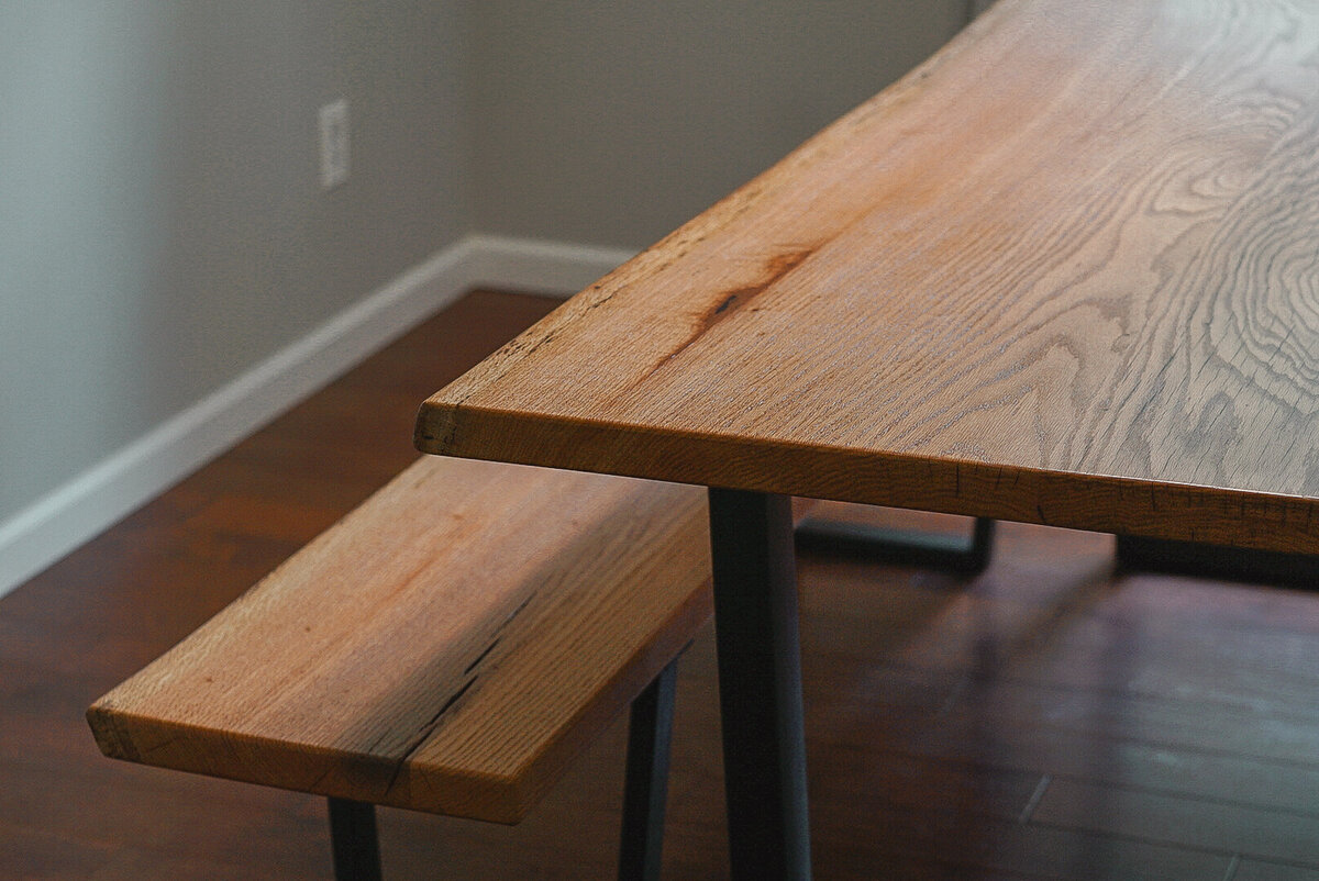 Live Edge Red Oak dining Table and bench