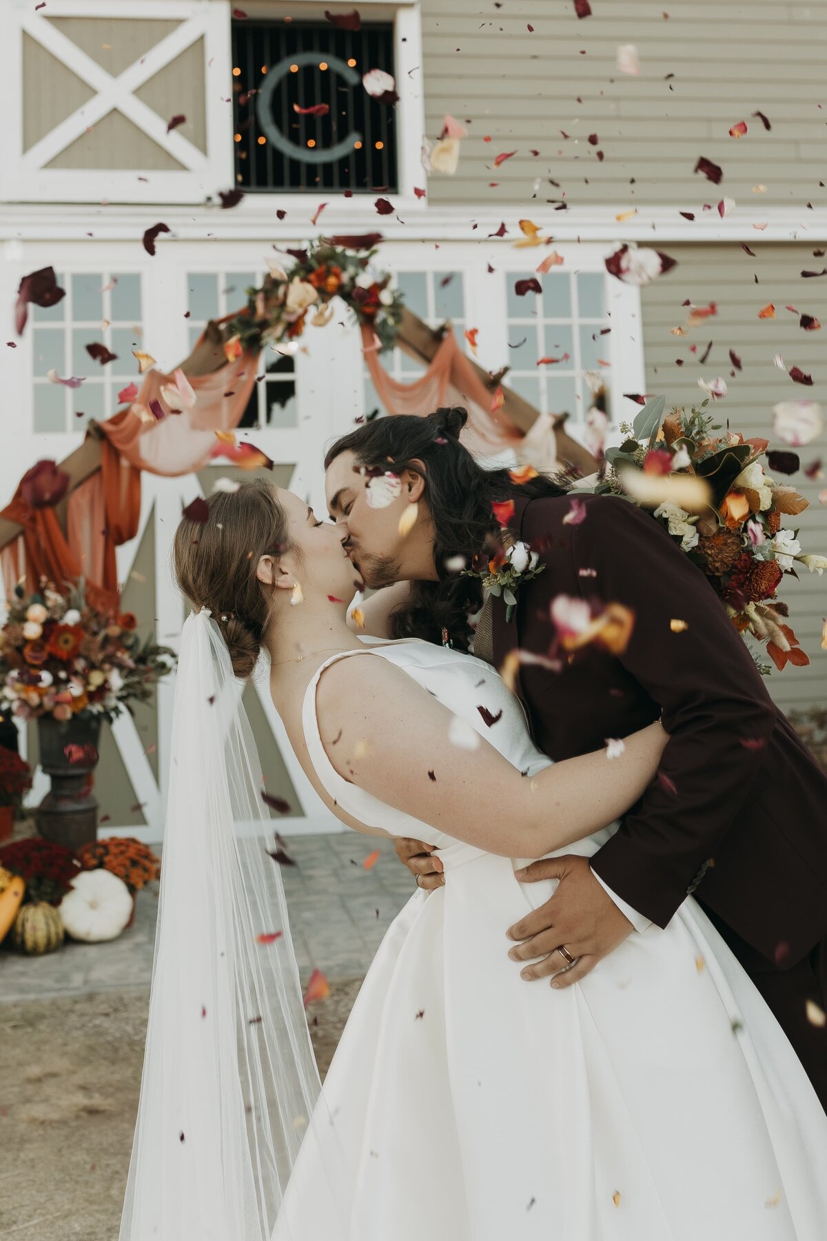 bride and groom kissing