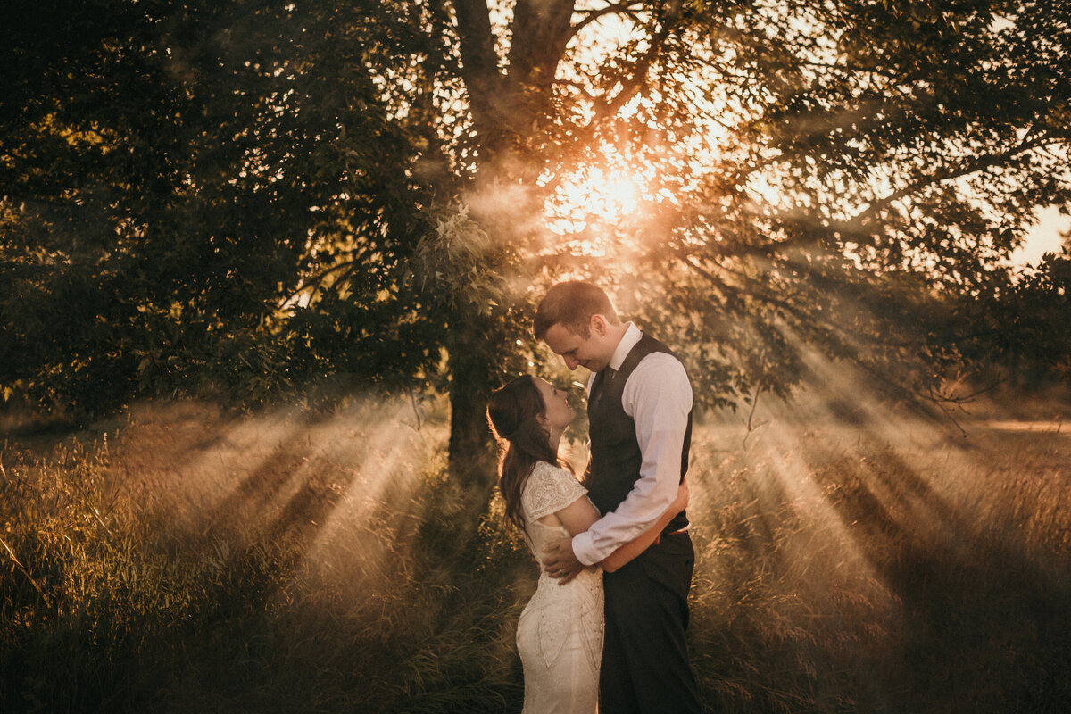 Misty Sunset Wedding Photo