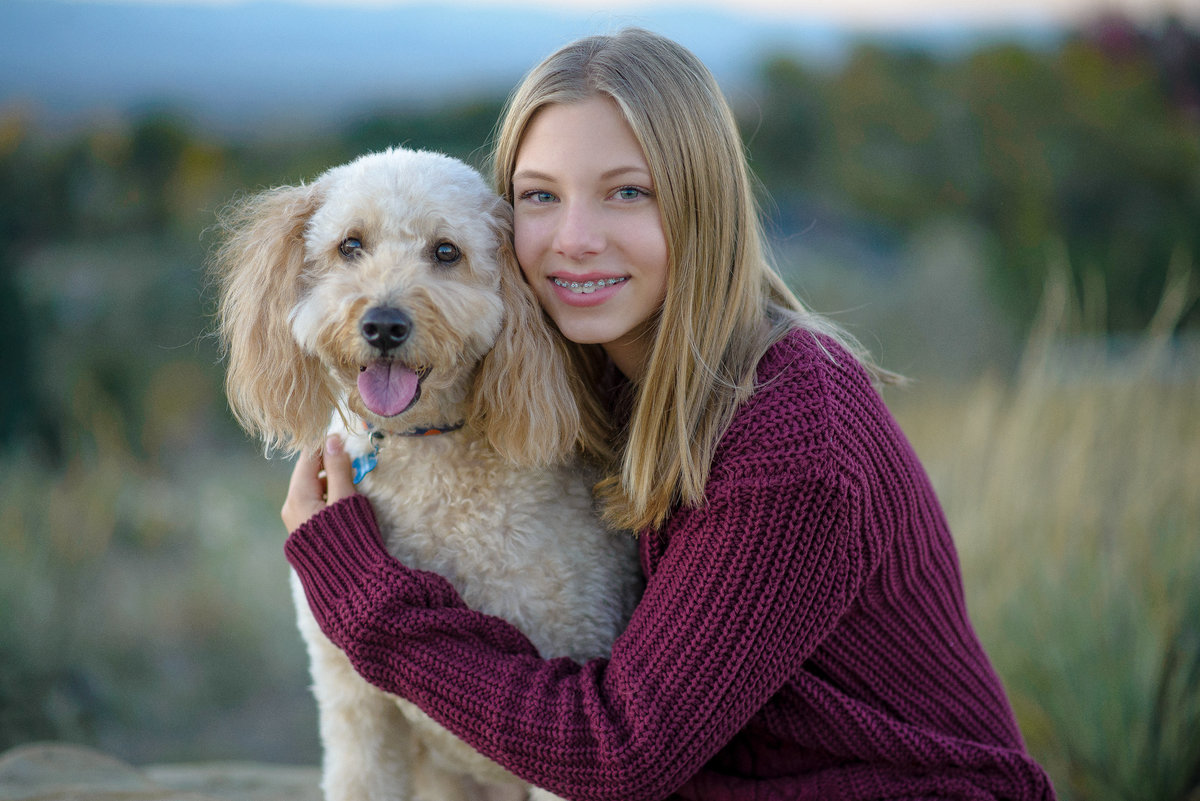 Girl with dog at Davidson Mesa