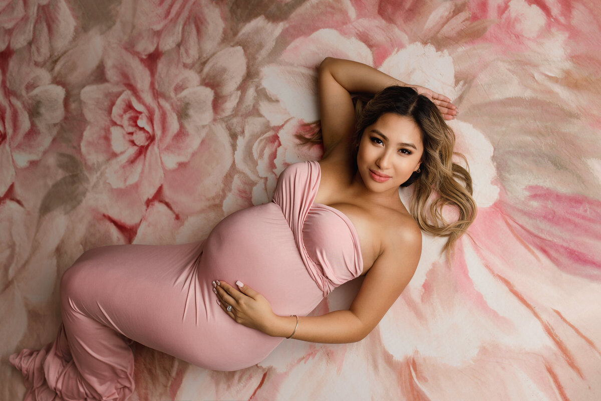 pink and floral maternity