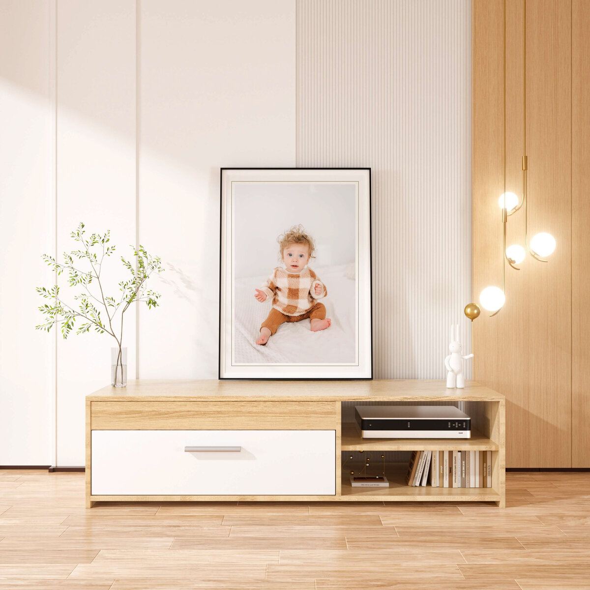 framed baby milestone photo on dresser captured by Branson MO baby milestone photographer Jessica Kennedy of The XO Photography