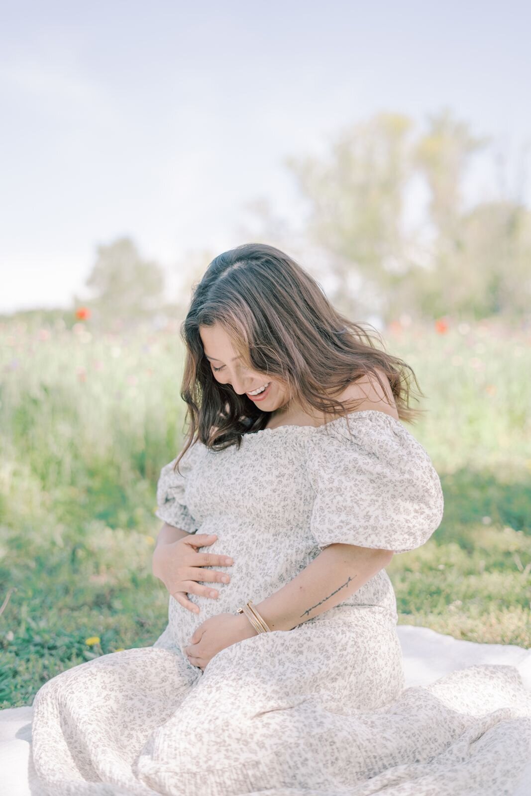 Maternity photo session with Texas spring flowers