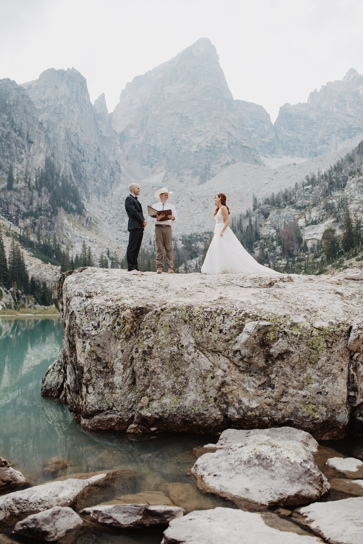 Jackson Hole photographers capture bride and groom during intimate wedding ceremony