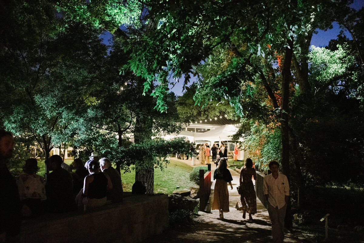Guests walking along the path at Umlauf Sculpture Garden, Austin