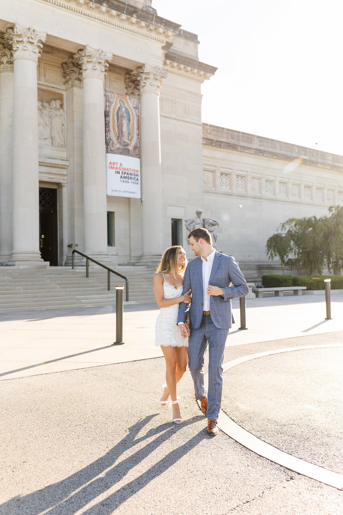Engagement photos at the st. Louis Art Museum in St. Louis Missouri