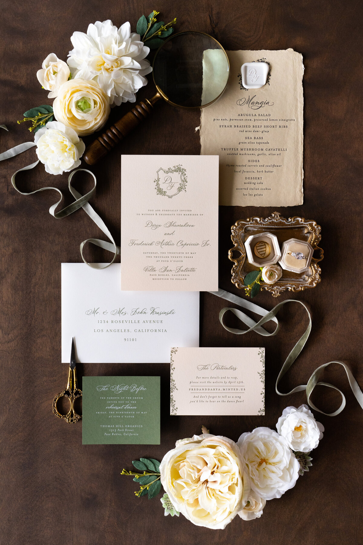 blush letterpress wedding invitation