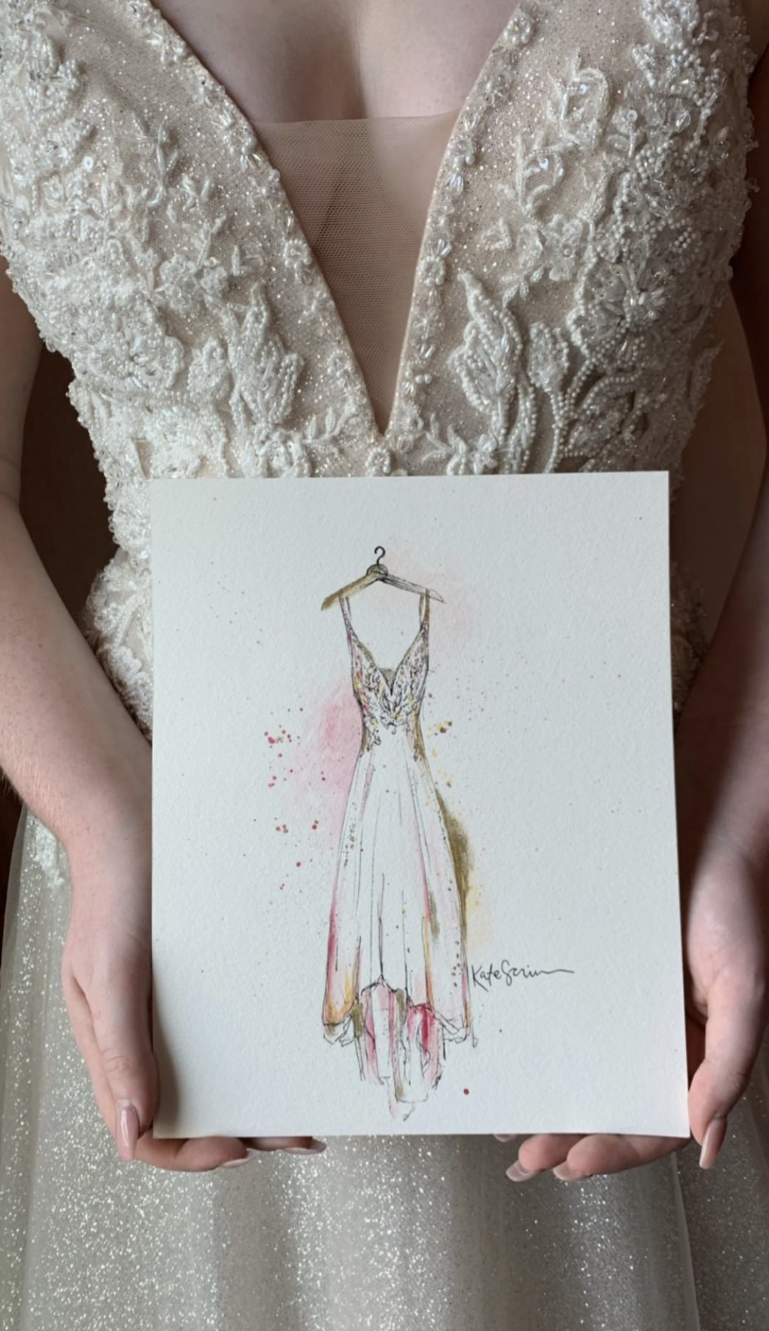 painting of wedding dress