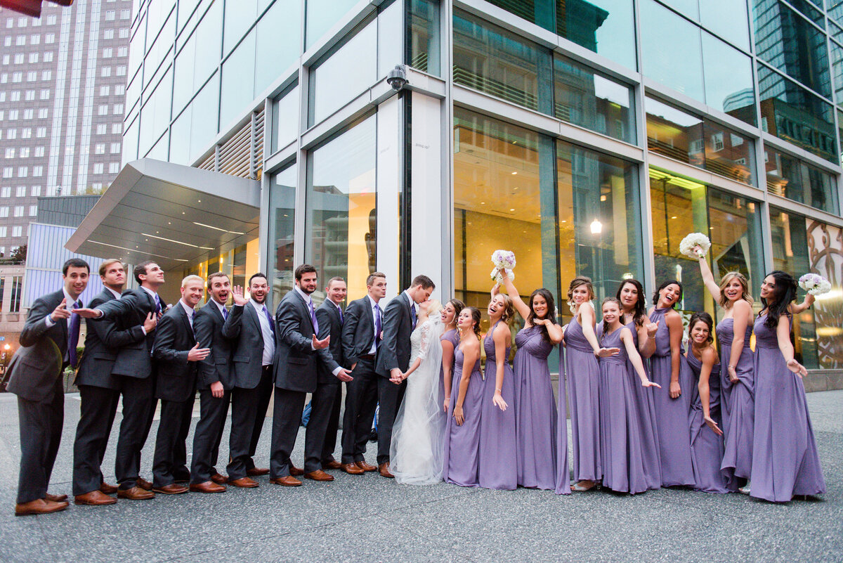wedding party photo outside of fairmont hotel pittsburgh event
