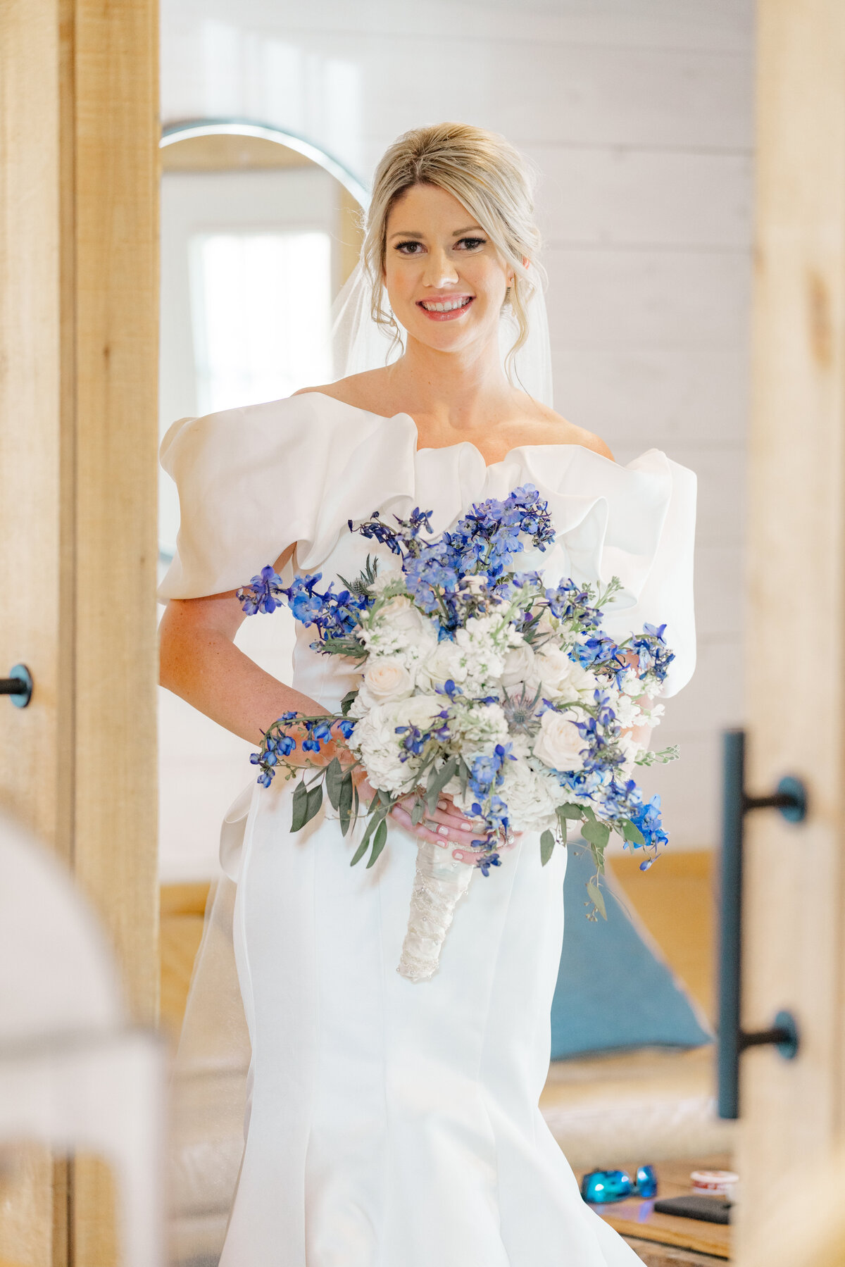 Bridal portrait just moments before she walks down the aisle at Meadows at Mossy Creek. 