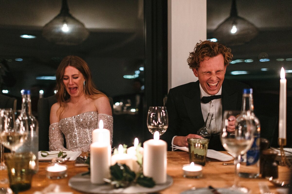 Speeches at winter wedding at Gara Rock 