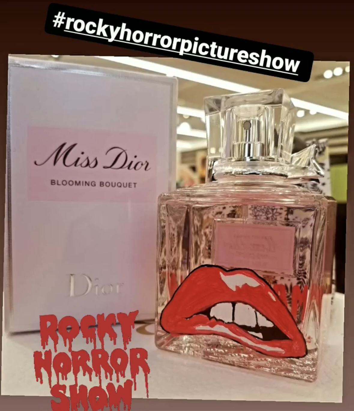 Custom bottle painting on Dior perfume, live during an in-store brand activation by bottle painter Jenny Zhang