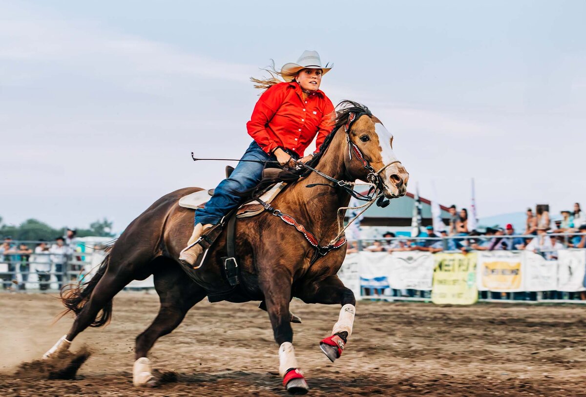 Rodeo photo female barrel racer at Montana rodeo