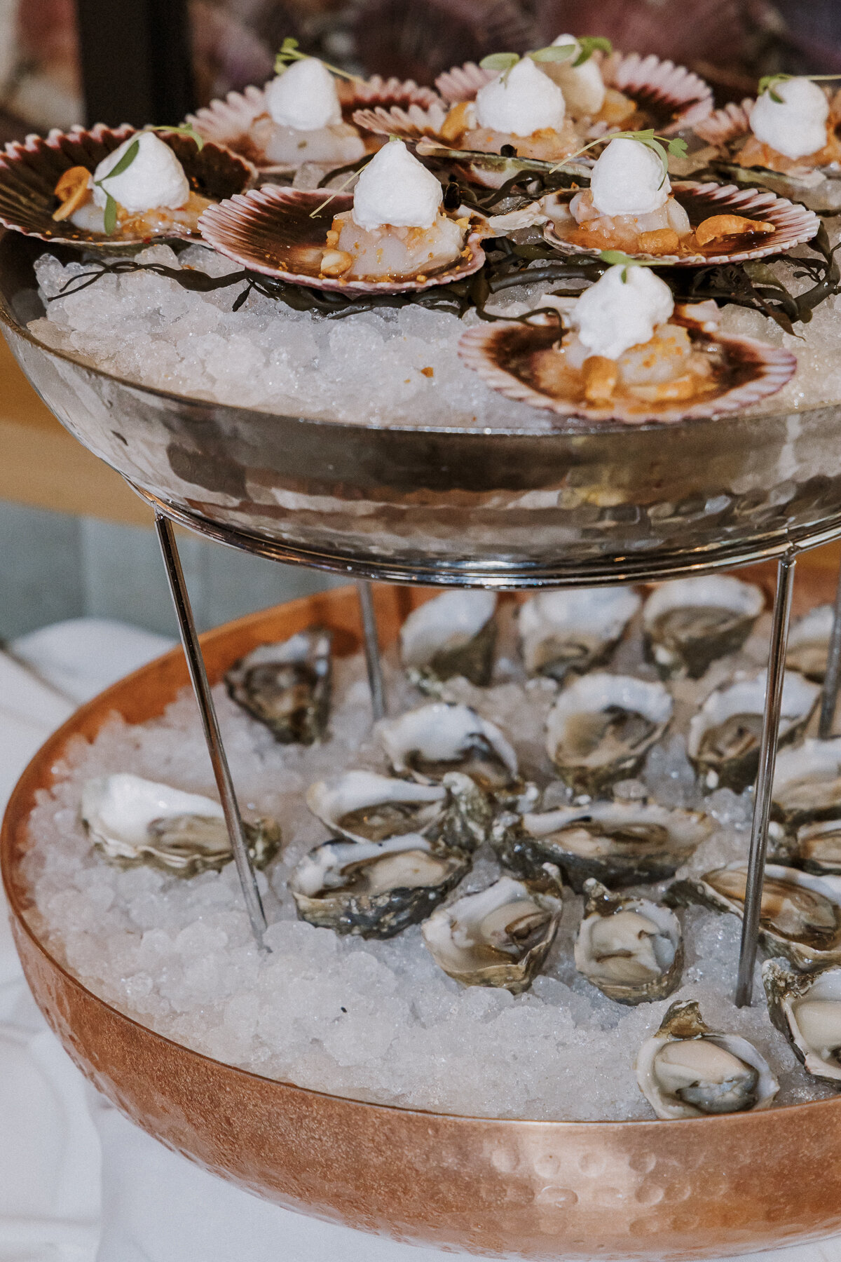 Trani's dockside wedding reception oysters