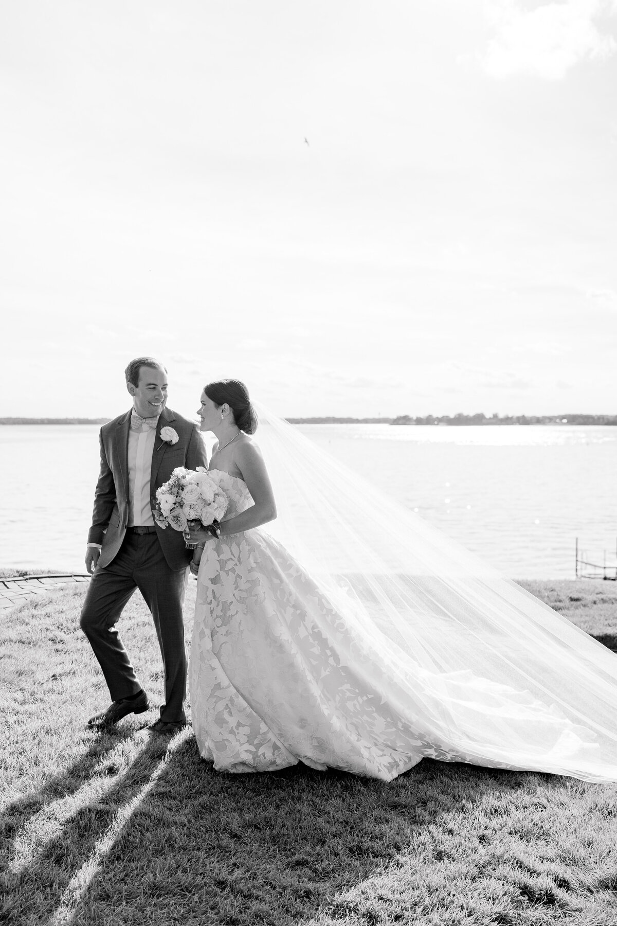 black and white wedding portrait