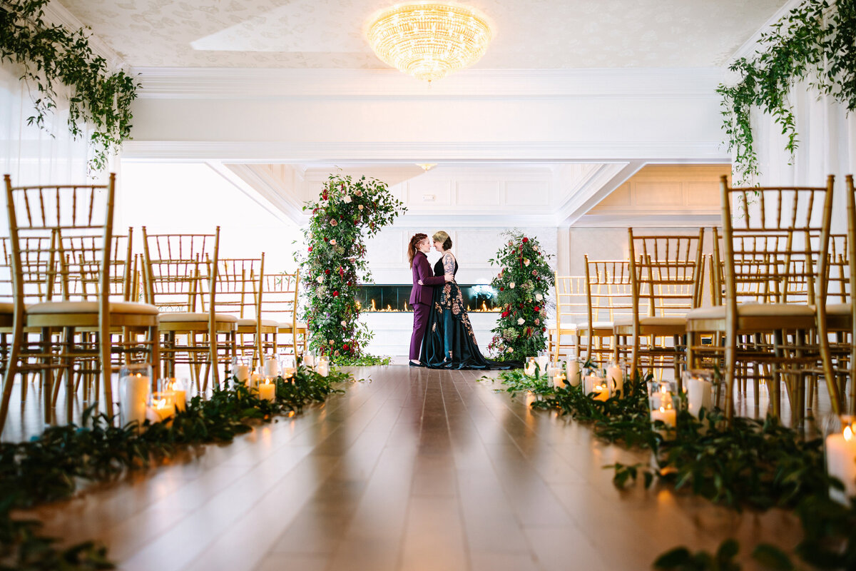 Brides at the wedding alter