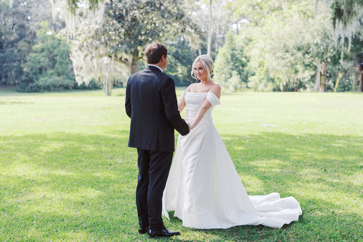 Old wide awake bride and groom