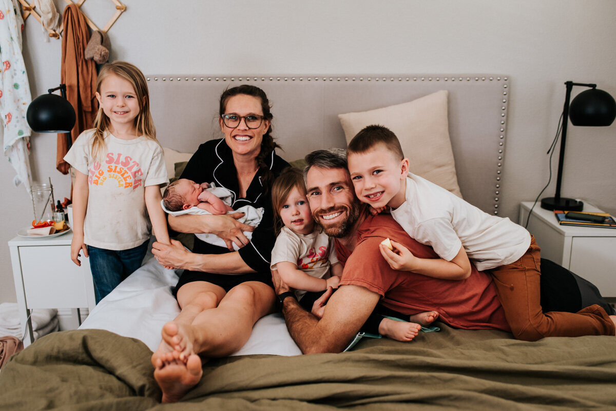 A joyful moment when the new family comes together for the first time, radiating love, excitement, and connection.