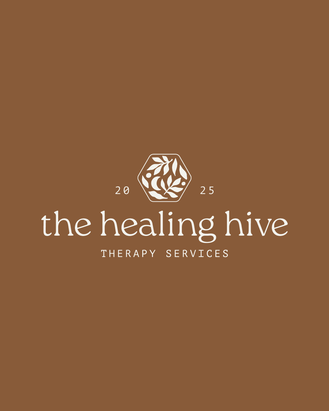 Warm, organic logo for therapy practice with a friendly serif font and plant elements