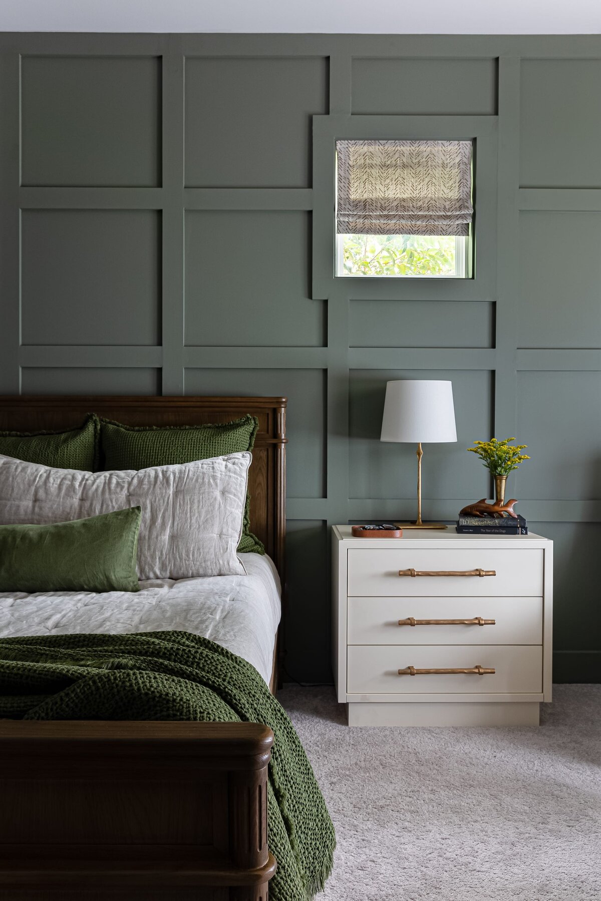 melinda chesson interiors everett place bedroom with white bedside table