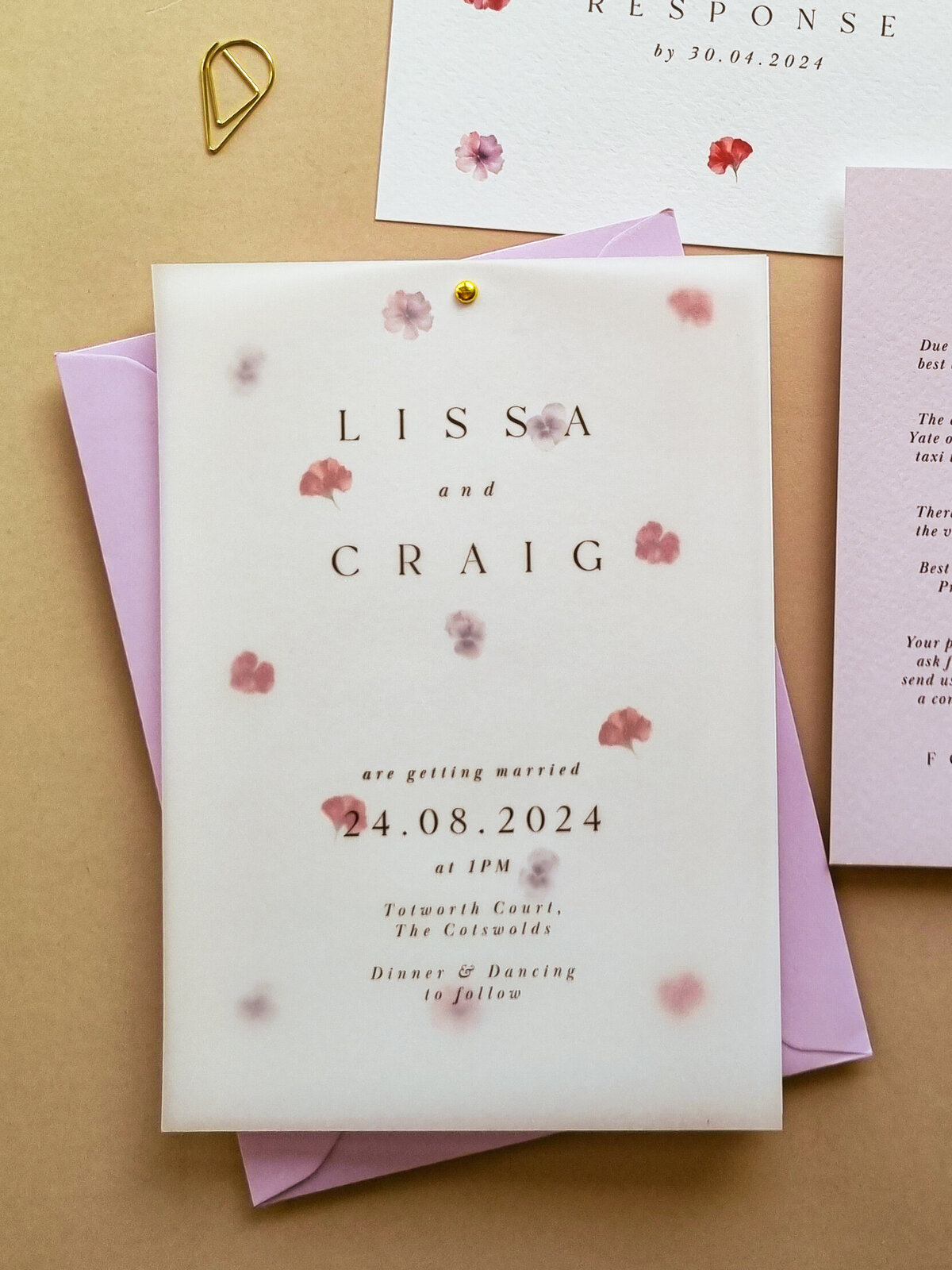 Floral Vellum Wedding Invitation