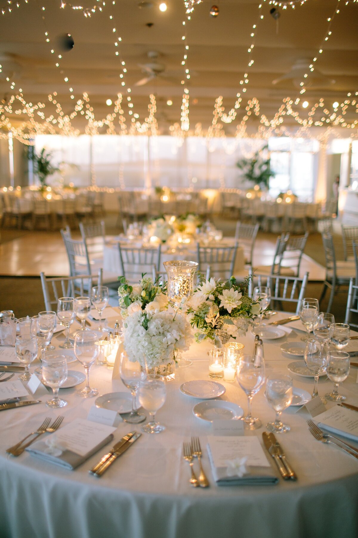 reception space with string of lights