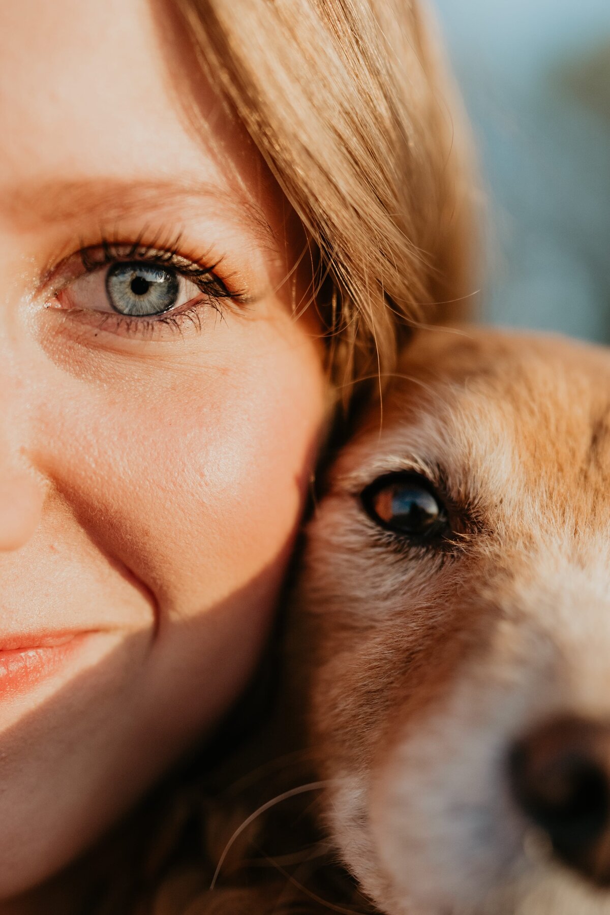 senior session with dog, senior eye and dogs eye together, amarillo senior photo