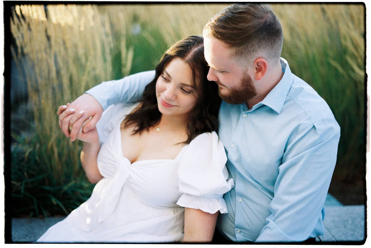 35mm film engagement photo at the state capitol