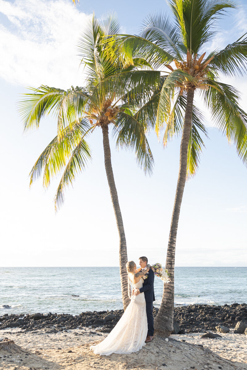 Big Island beach Wedding Photography with palm trees