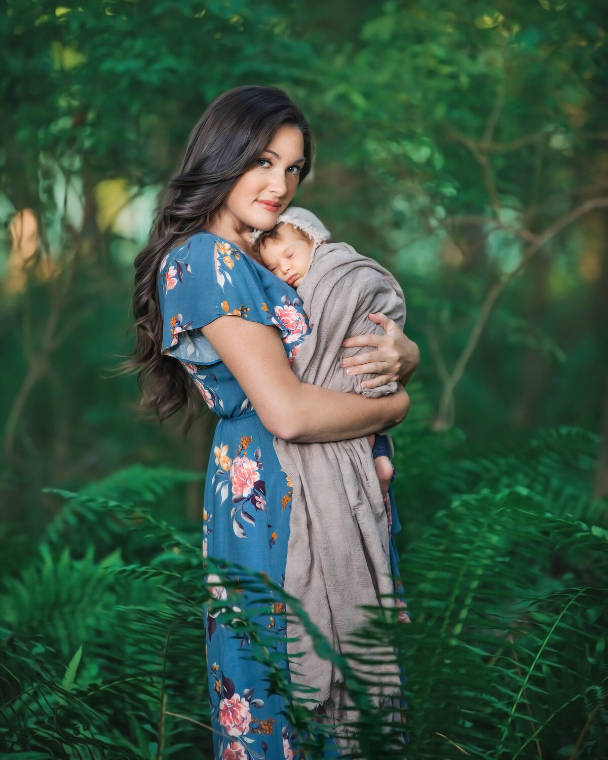 Mother and child embrace for photos during Newborn Photography shoot in Hamilton, New Jersey