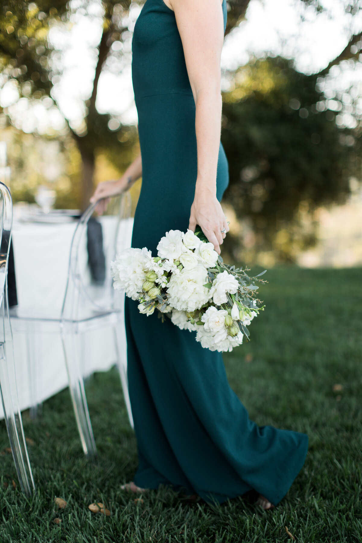Luxury bridal flowers with teal accents at a destination wedding in Lucca, Italy.