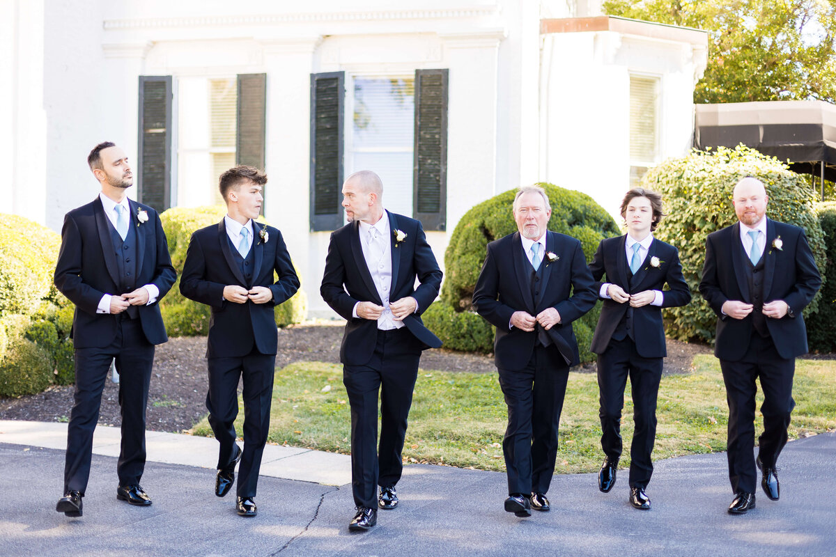 Groom with groomsmen at The Carrick House Wedding venue in Lexington, KY