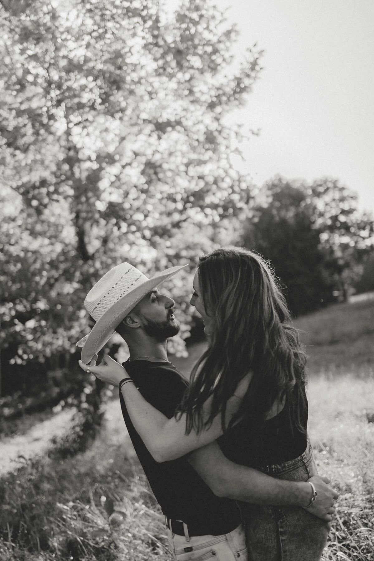 Photo of a couple hugging during their couples photos in bloomington indiana