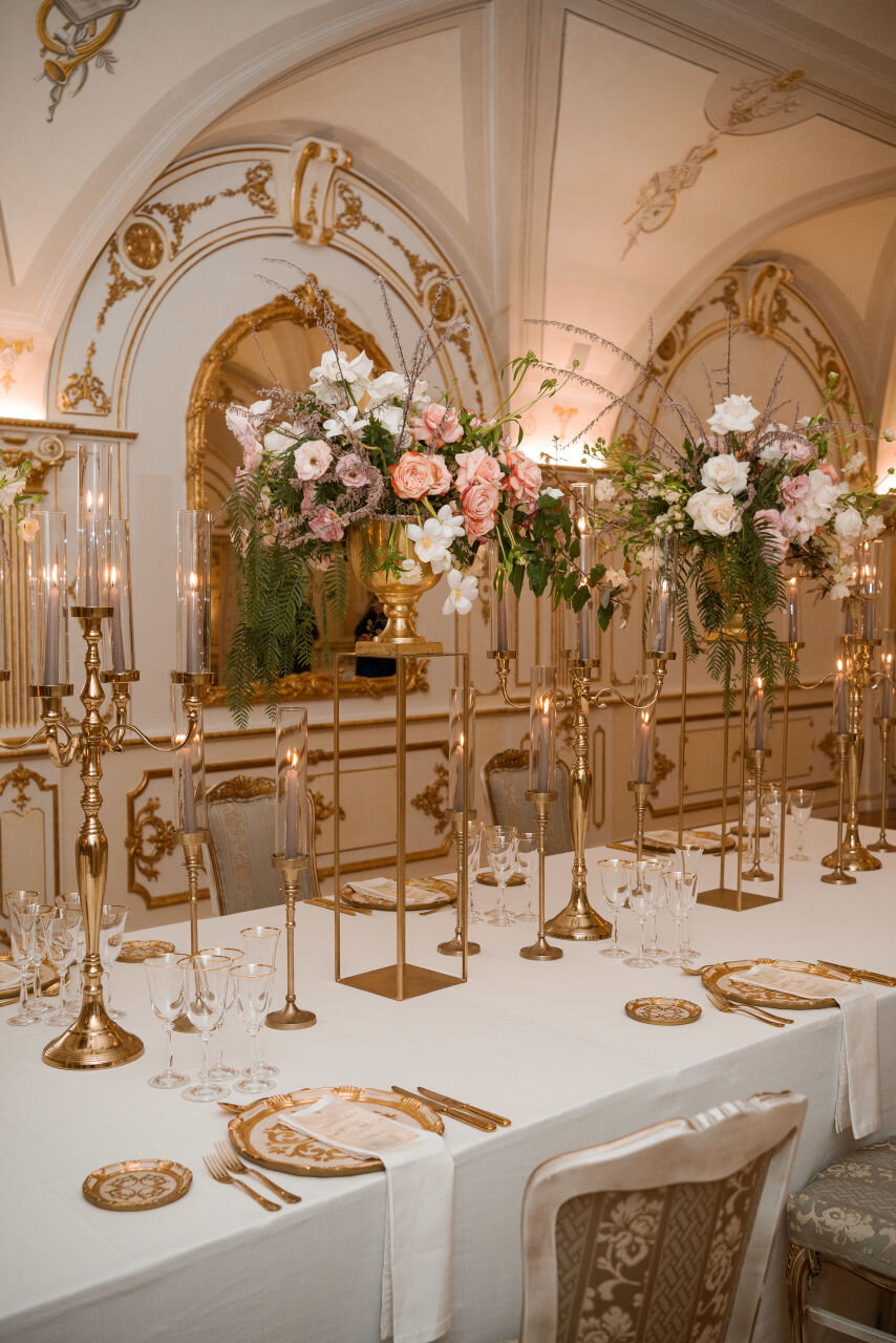 gold wedding reception design