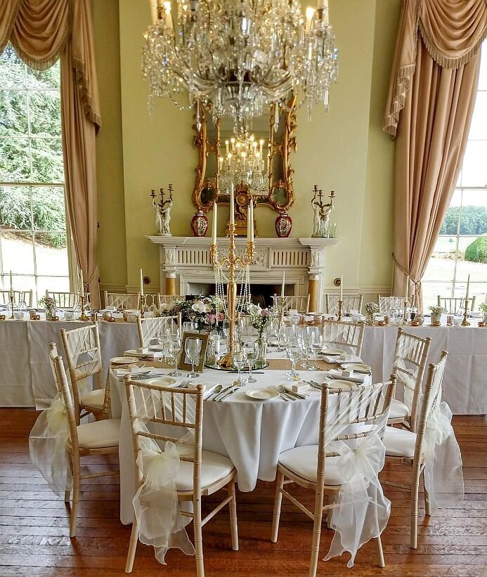 Gold candelabra sequin pearl wedding 1