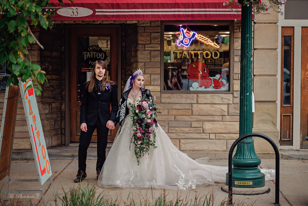 TP5_4049-Wedding Details, Ring,  Photographer, Dress, Bride, Michigan Photographer, Depot Town, The Freight House, Tattoo, Gothic, Friday 13th