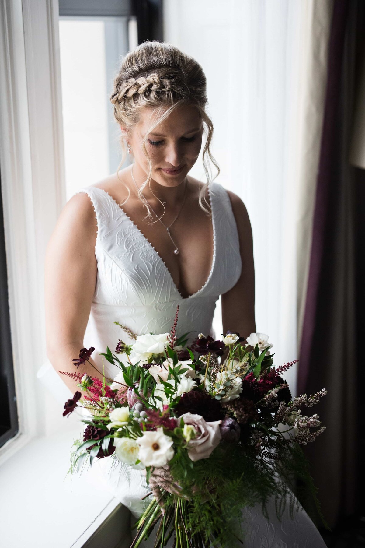 Bride with Fall Colored Bouquet