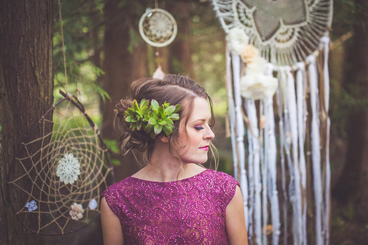 Brand photos on Vancouver Island with weavings and dream catchers.