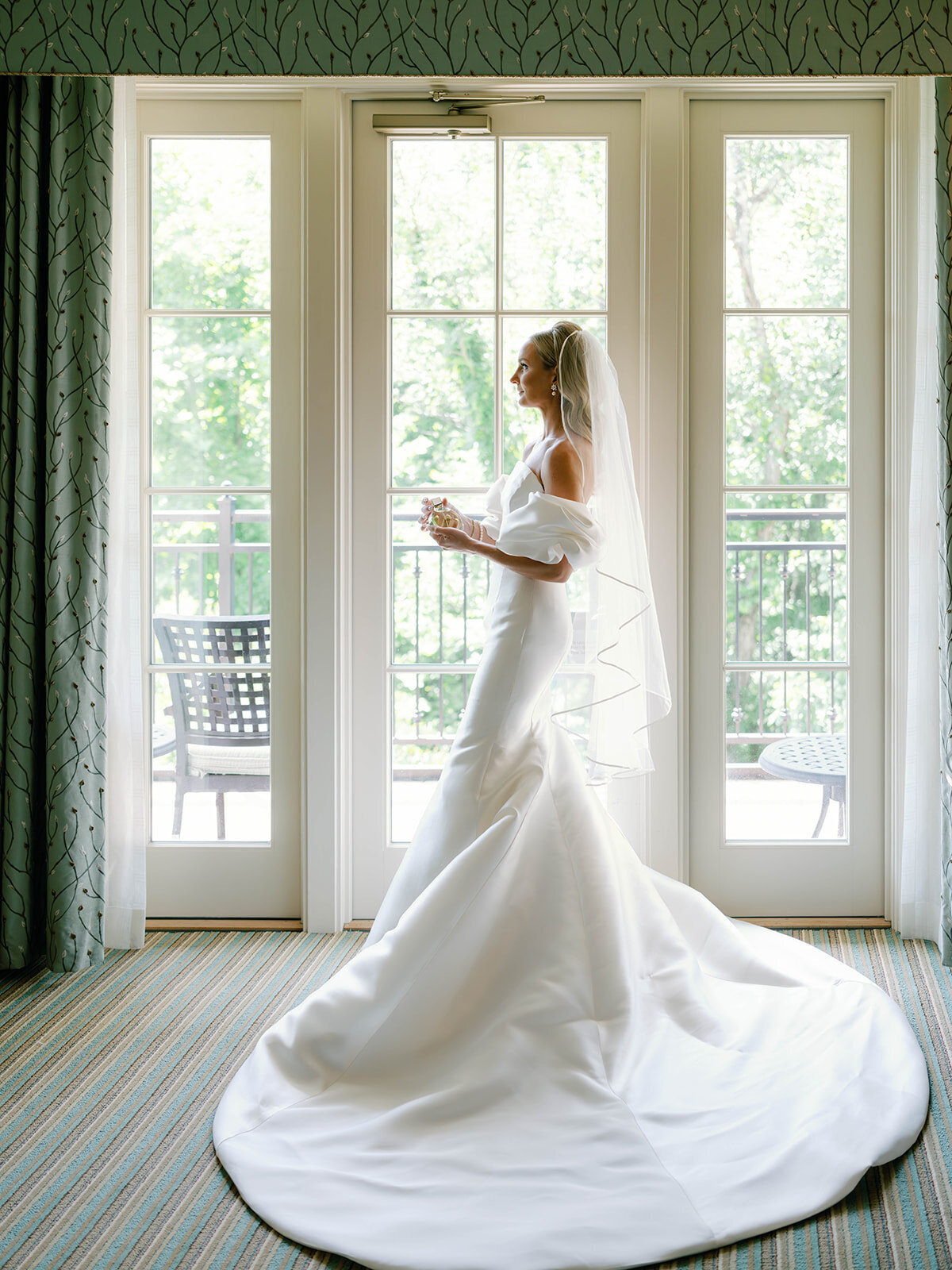 Bridal photo by the window