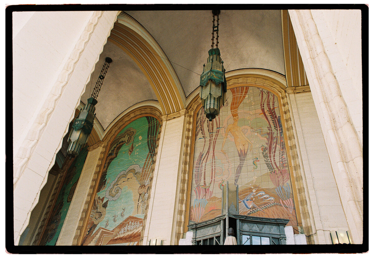 Architectural shot of the iconic Catalina Island Casino, captured in a documentary style by Kate Winters Photography, showcasing the historic design in a unique and authentic way.