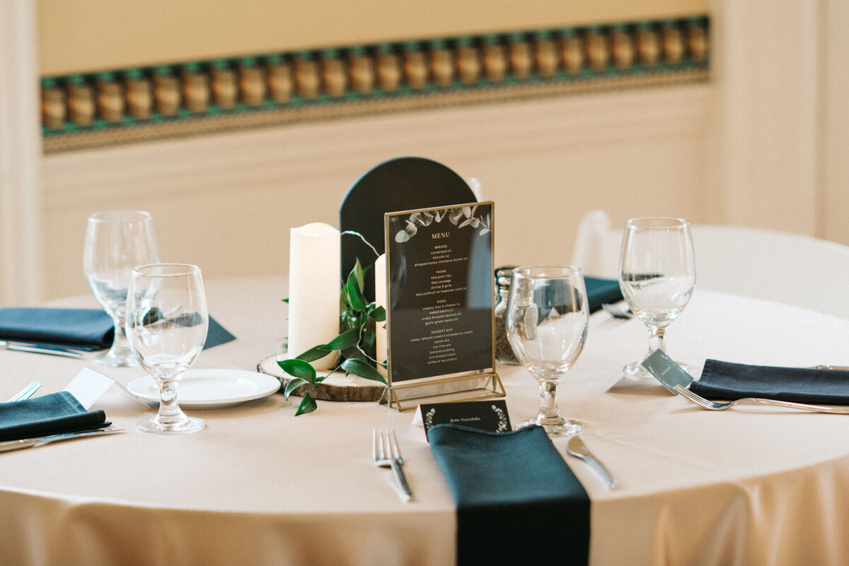 Luxurious table set up for a wedding reception