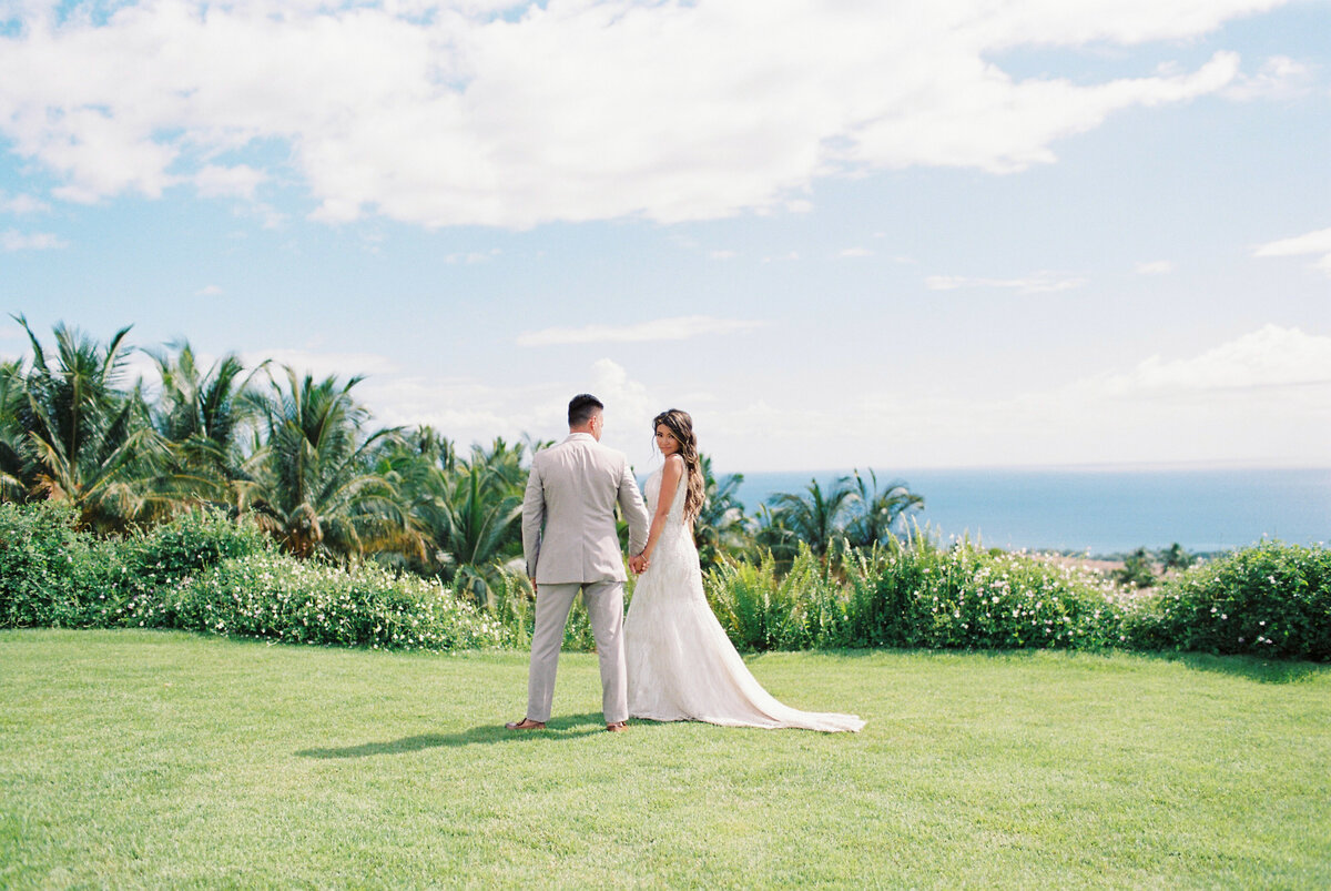 bride and groom walking