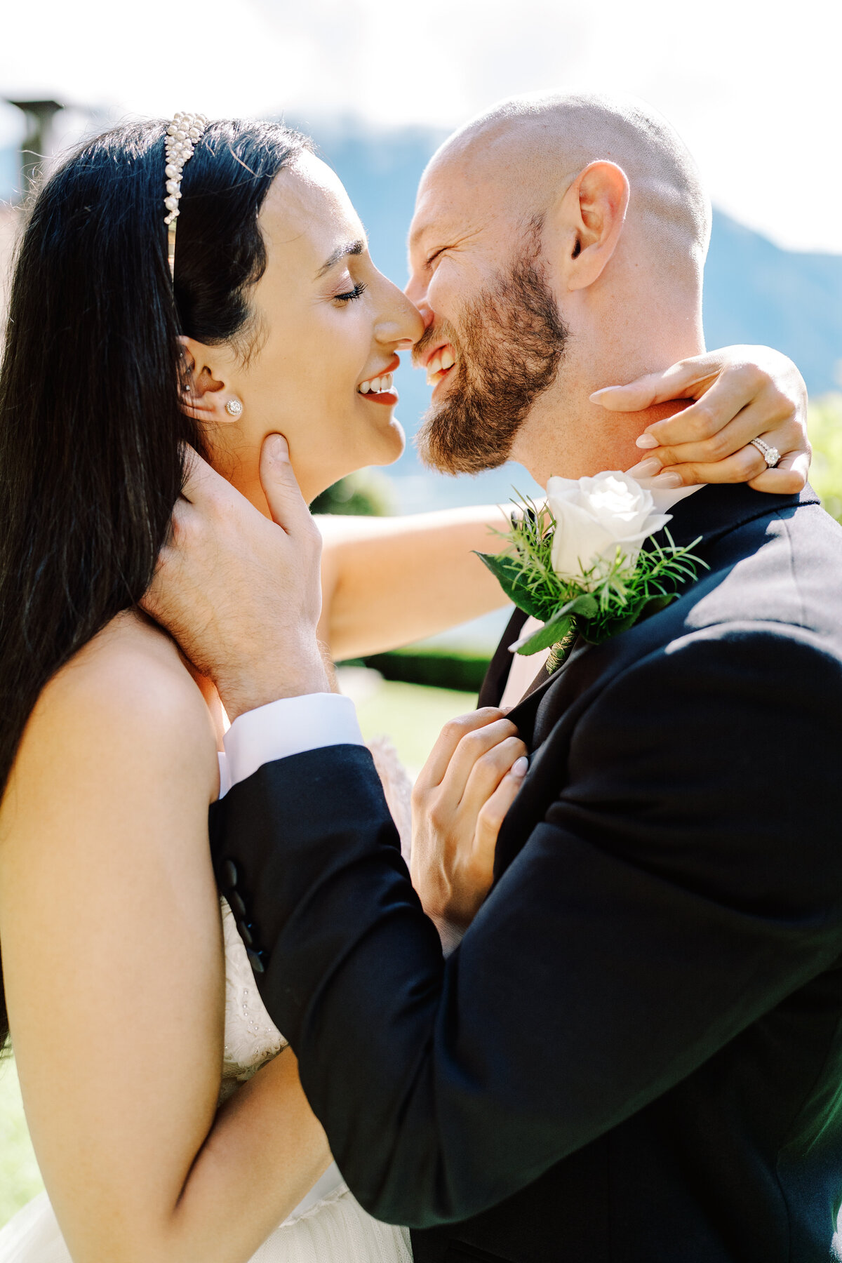 Film photograph of an elopement at Villa Cassinella on Lake Como Italy