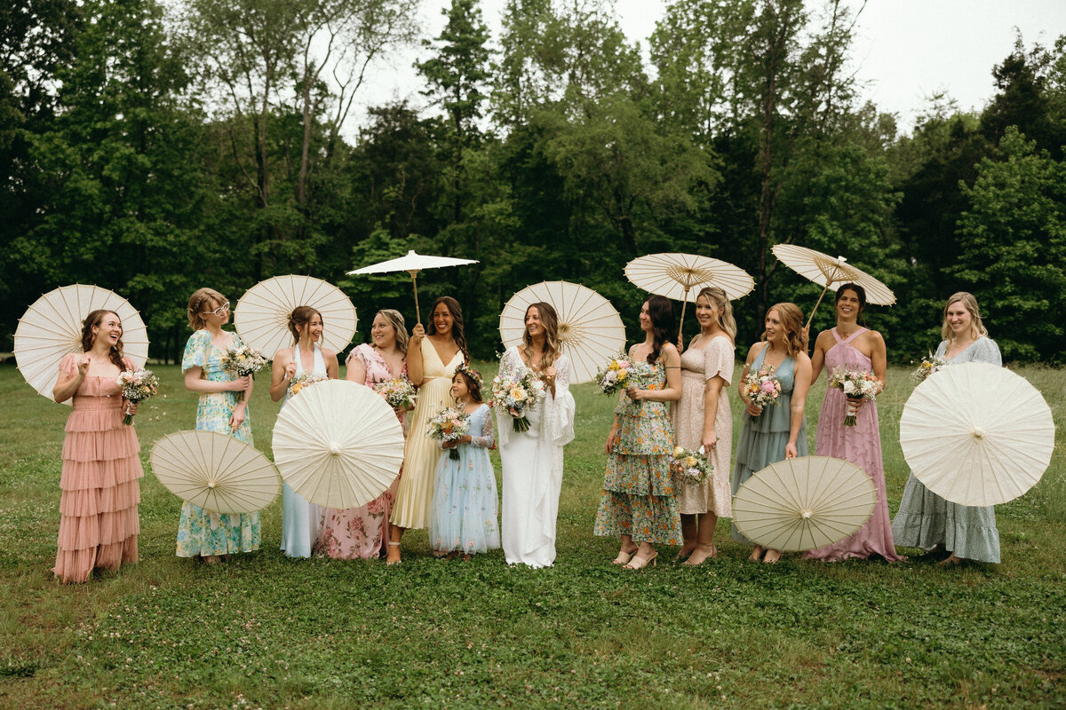 Outdoor Bridal Party Photos by Richmond VA Wedding Photographer